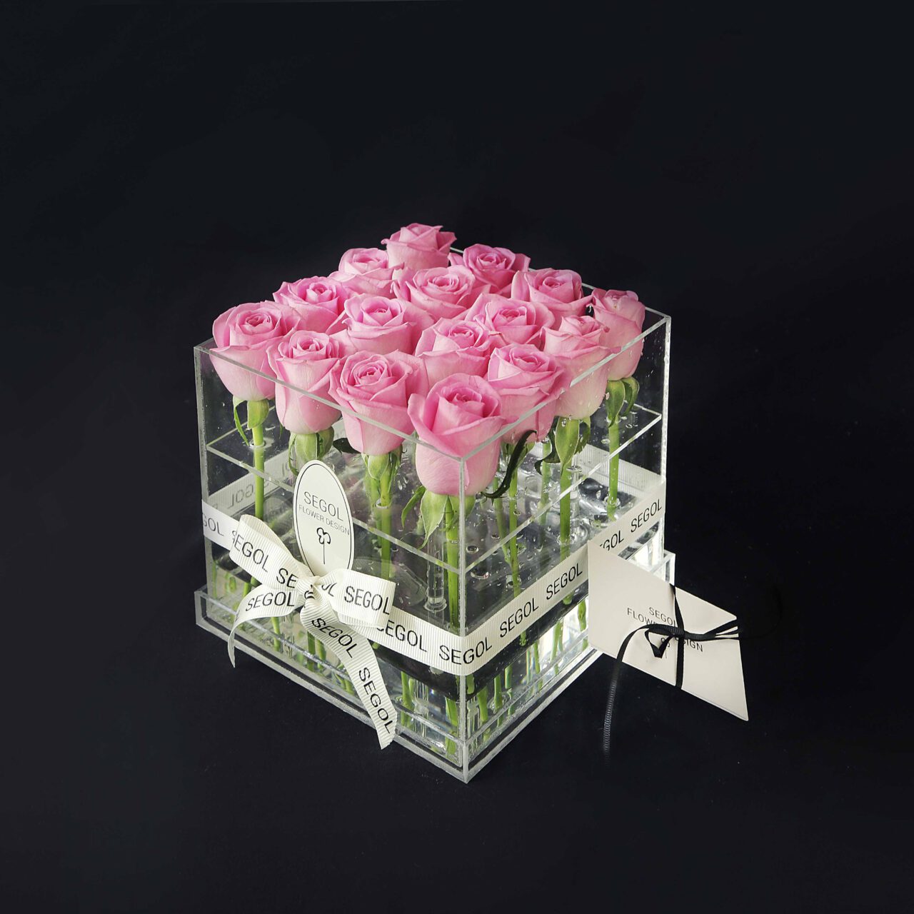 Pink Rose in a transparent round box