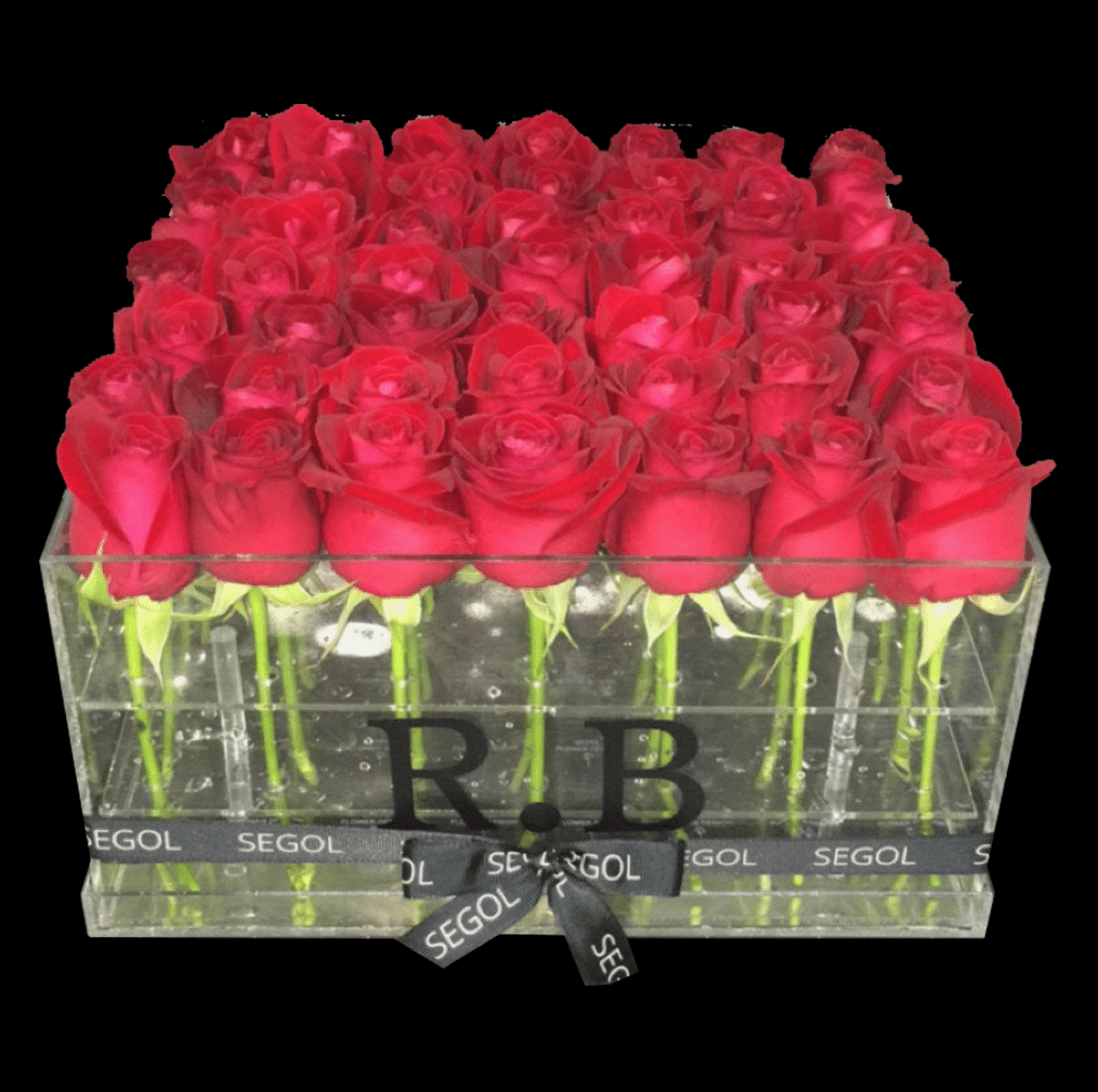 ורדים אדומים באריזה שקופה- XXL